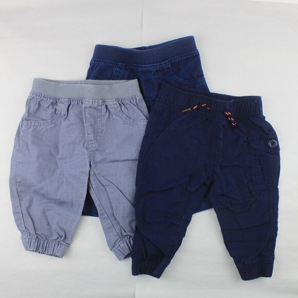 Lot of 3 Boys Pants 0-3 Months Gray Navy Blue - Picture 1 of 13